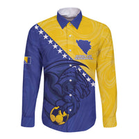 Custom Bosnia and Herzegovina Football 2026 Long Sleeve Button Shirt The Dragons Of Europe - Wonder Print Shop