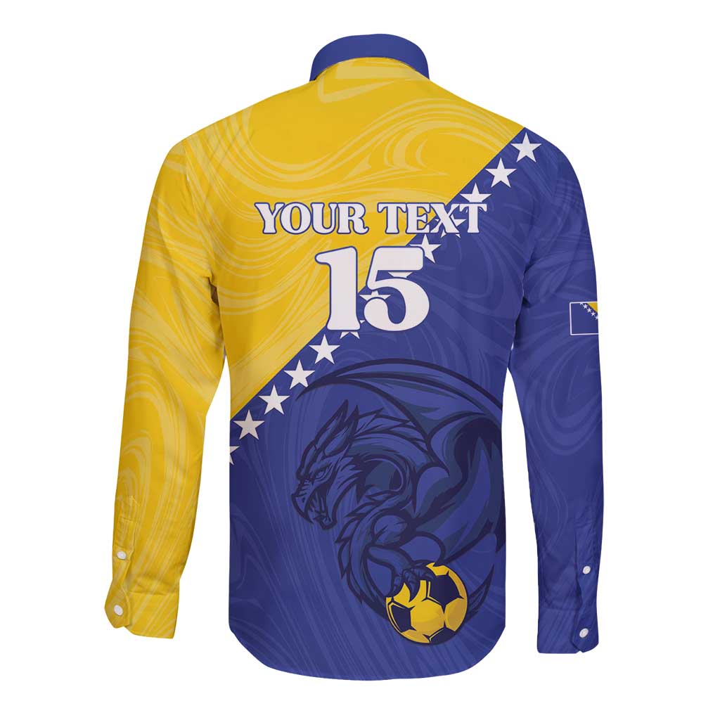 Custom Bosnia and Herzegovina Football 2026 Long Sleeve Button Shirt The Dragons Of Europe - Wonder Print Shop