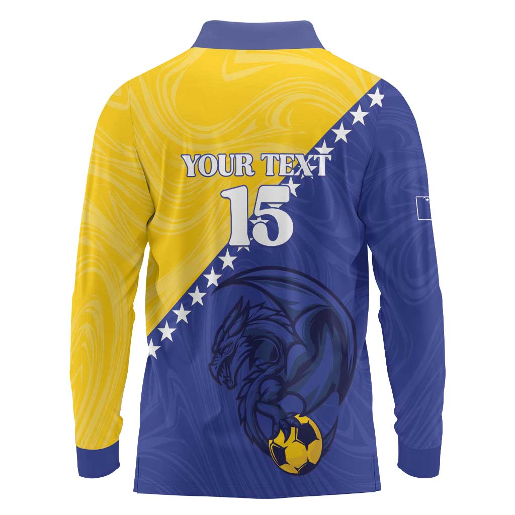 Custom Bosnia and Herzegovina Football 2026 Long Sleeve Polo Shirt The Dragons Of Europe - Wonder Print Shop
