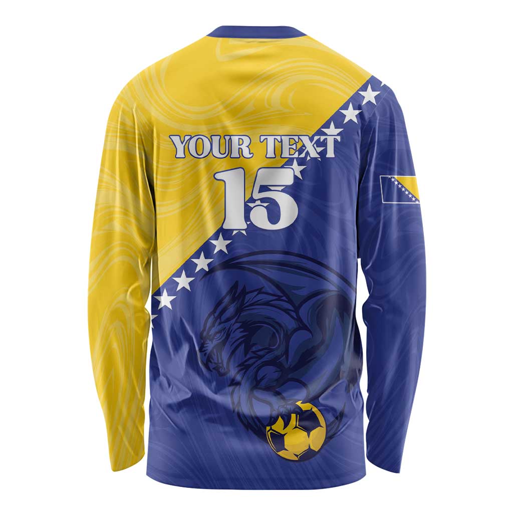 Custom Bosnia and Herzegovina Football 2026 Long Sleeve Shirt The Dragons Of Europe - Wonder Print Shop