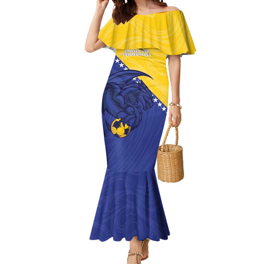 Custom Bosnia and Herzegovina Football 2026 Mermaid Dress The Dragons Of Europe - Wonder Print Shop