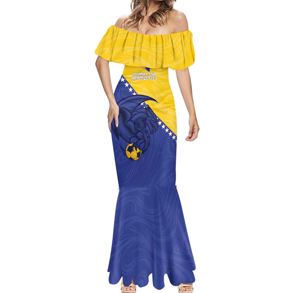 Custom Bosnia and Herzegovina Football 2026 Mermaid Dress The Dragons Of Europe - Wonder Print Shop