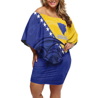 Custom Bosnia and Herzegovina Football 2026 Off Shoulder Short Dress The Dragons Of Europe - Wonder Print Shop
