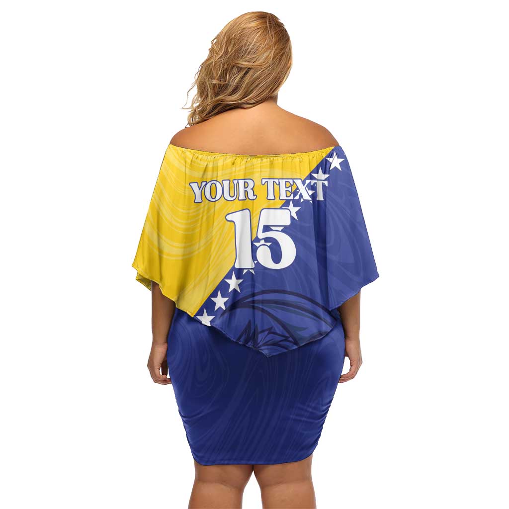 Custom Bosnia and Herzegovina Football 2026 Off Shoulder Short Dress The Dragons Of Europe - Wonder Print Shop
