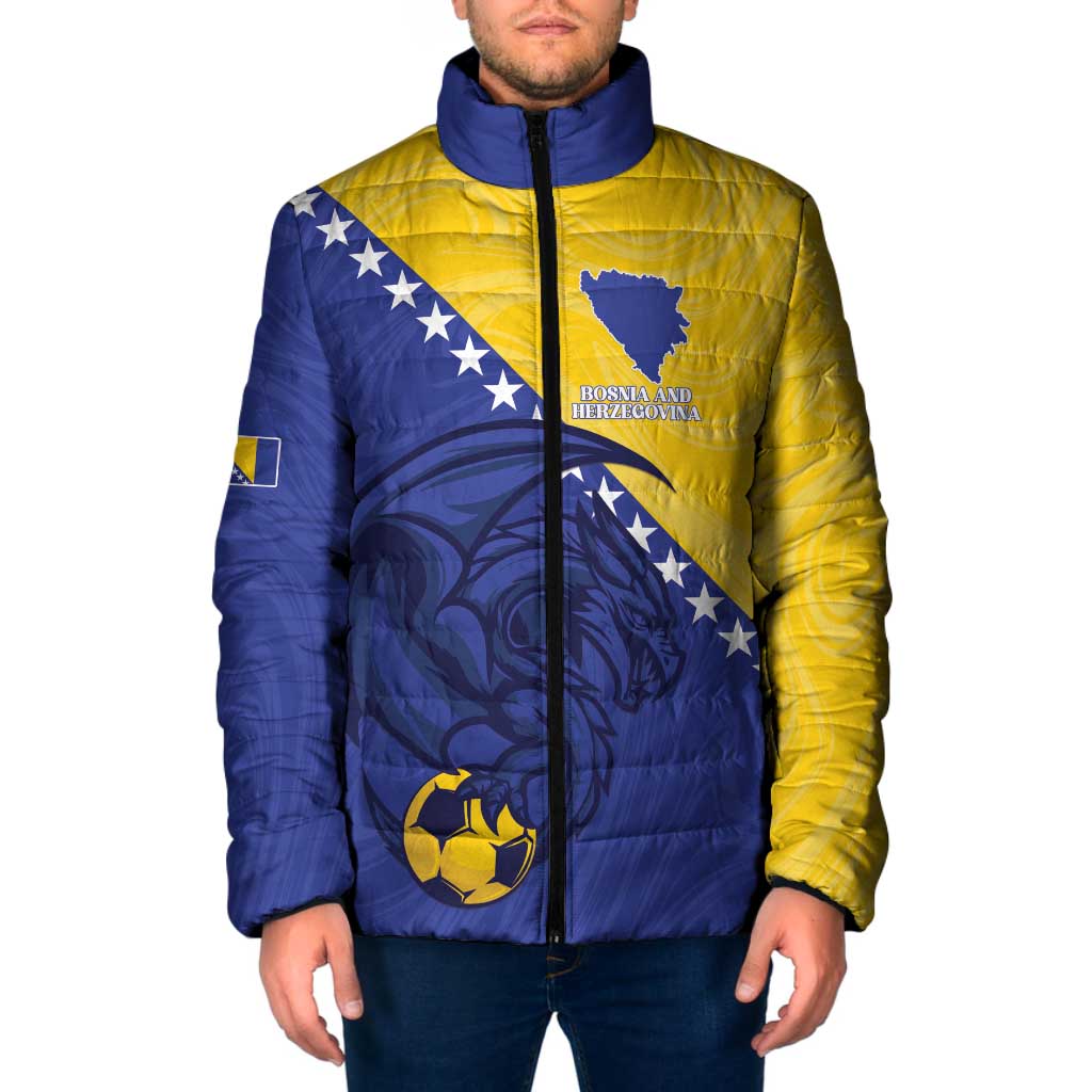 Custom Bosnia and Herzegovina Football 2026 Padded Jacket The Dragons Of Europe - Wonder Print Shop