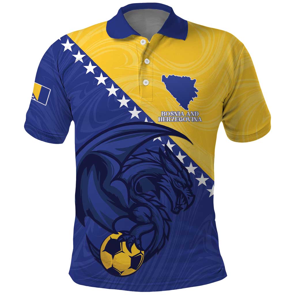 Custom Bosnia and Herzegovina Football 2026 Polo Shirt The Dragons Of Europe - Wonder Print Shop