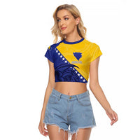 Custom Bosnia and Herzegovina Football 2026 Raglan Cropped T Shirt The Dragons Of Europe - Wonder Print Shop