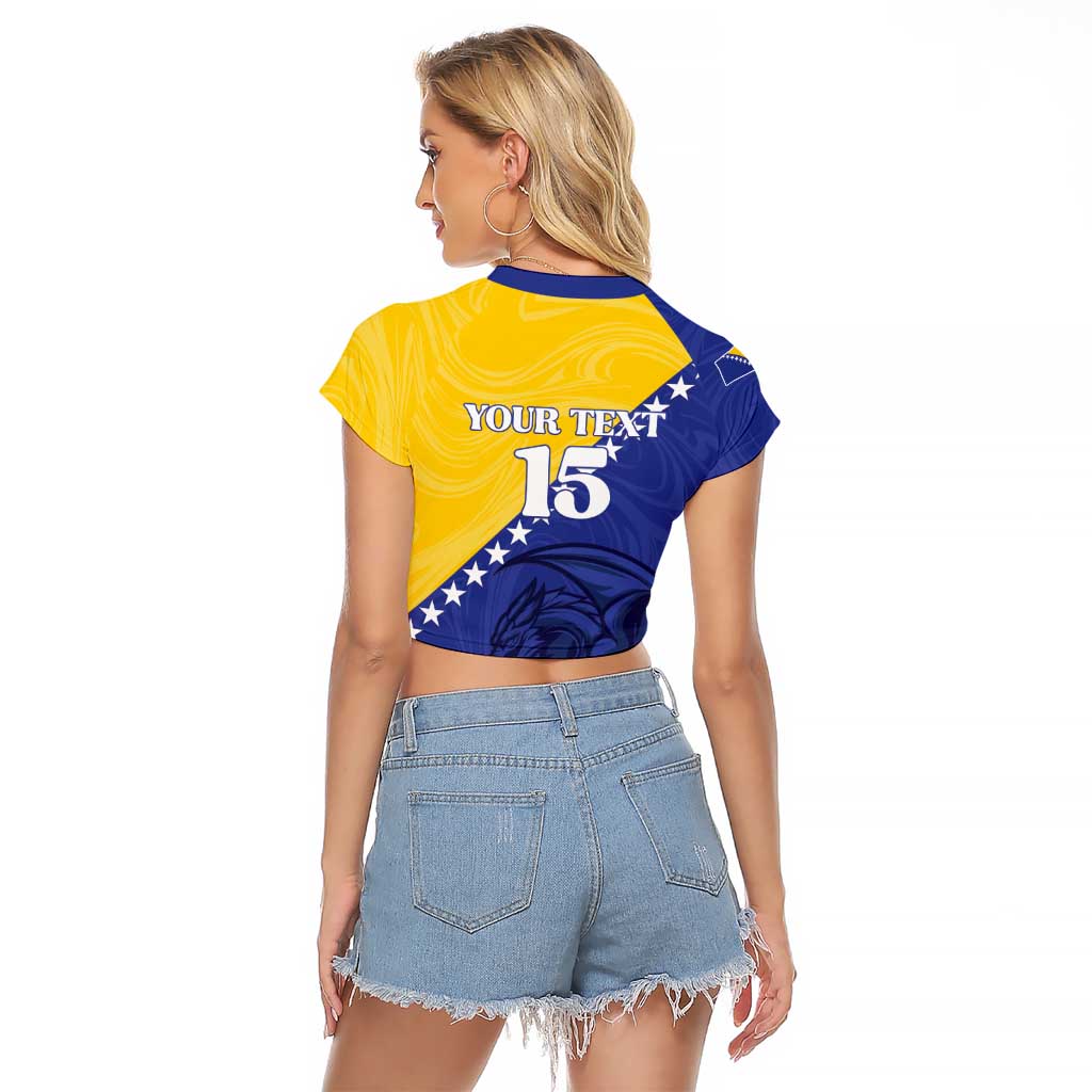 Custom Bosnia and Herzegovina Football 2026 Raglan Cropped T Shirt The Dragons Of Europe - Wonder Print Shop