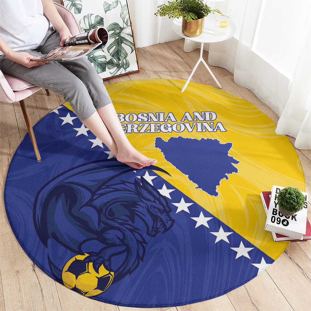 Bosnia and Herzegovina Football 2026 Round Carpet The Dragons Of Europe - Wonder Print Shop