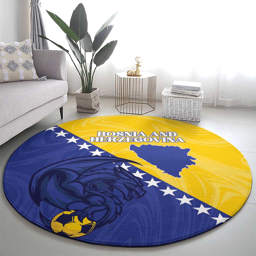 Bosnia and Herzegovina Football 2026 Round Carpet The Dragons Of Europe - Wonder Print Shop