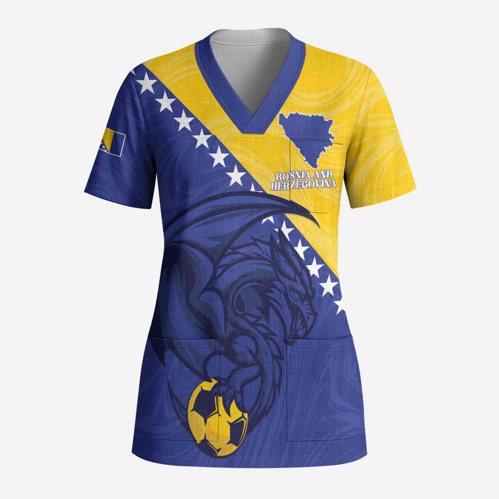 Custom Bosnia and Herzegovina Football 2026 Scrub Top The Dragons Of Europe - Wonder Print Shop