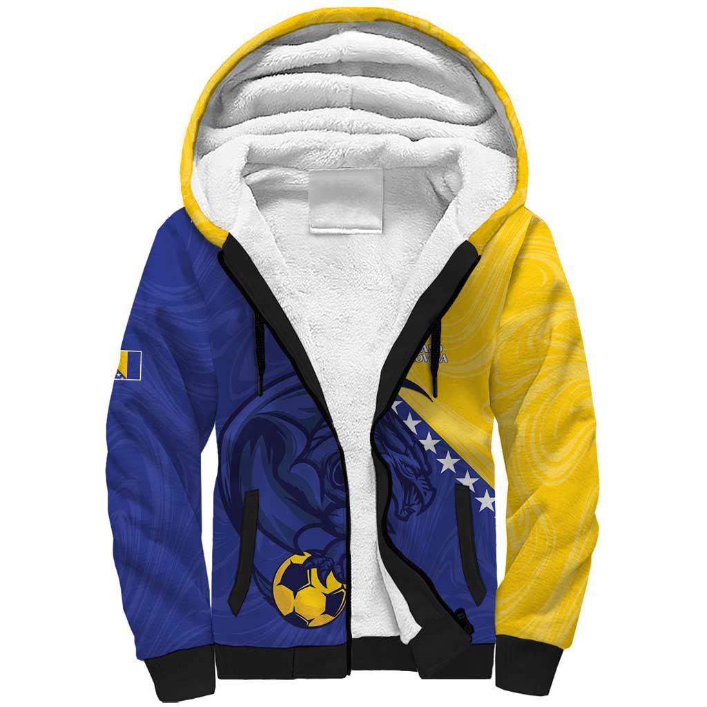 Custom Bosnia and Herzegovina Football 2026 Sherpa Hoodie The Dragons Of Europe - Wonder Print Shop