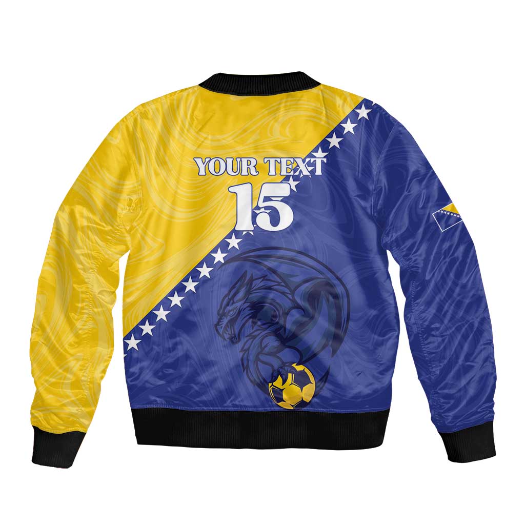 Custom Bosnia and Herzegovina Football 2026 Sleeve Zip Bomber Jacket The Dragons Of Europe - Wonder Print Shop