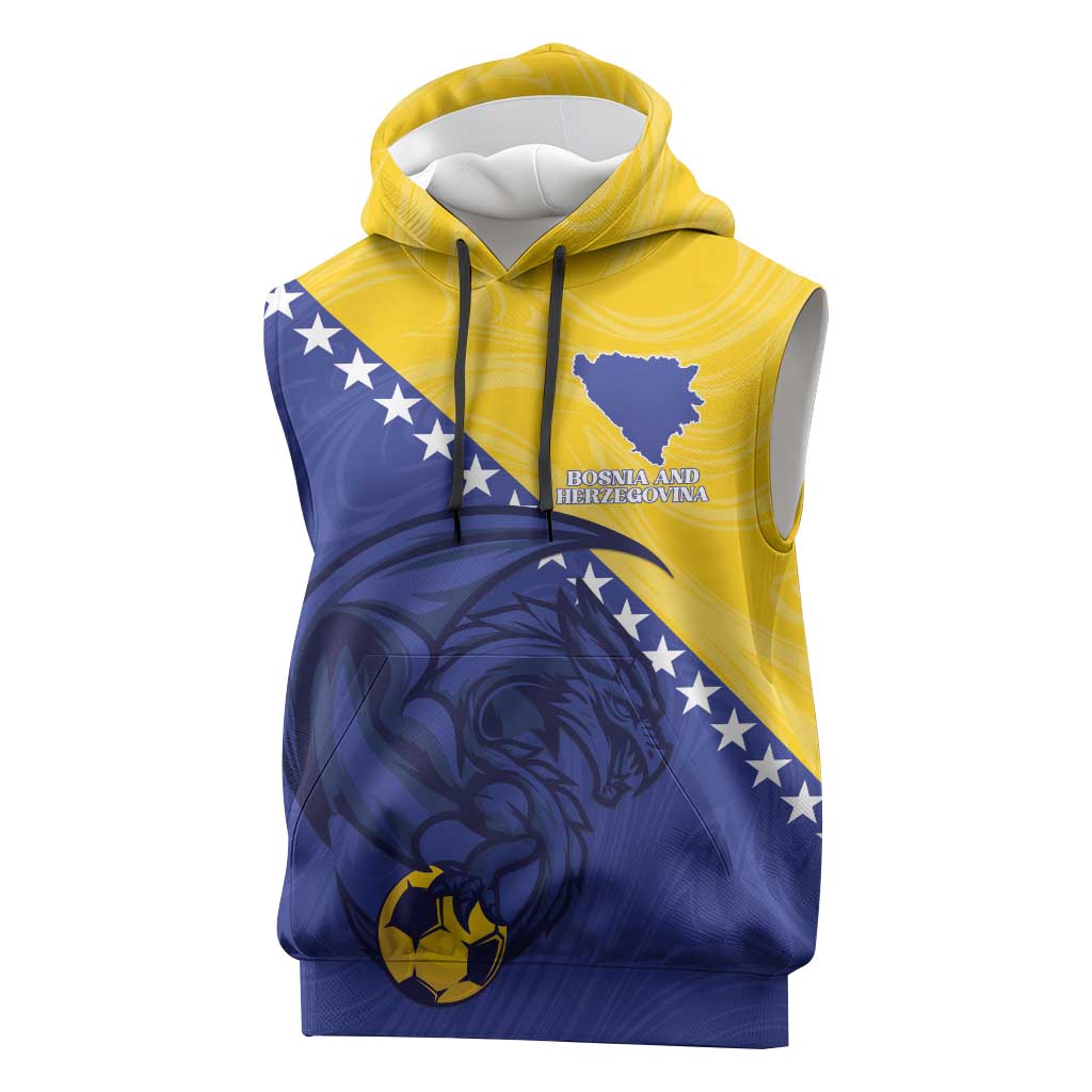 Custom Bosnia and Herzegovina Football 2026 Sleeveless Hoodie The Dragons Of Europe - Wonder Print Shop