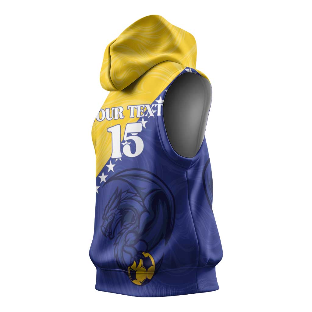 Custom Bosnia and Herzegovina Football 2026 Sleeveless Hoodie The Dragons Of Europe - Wonder Print Shop