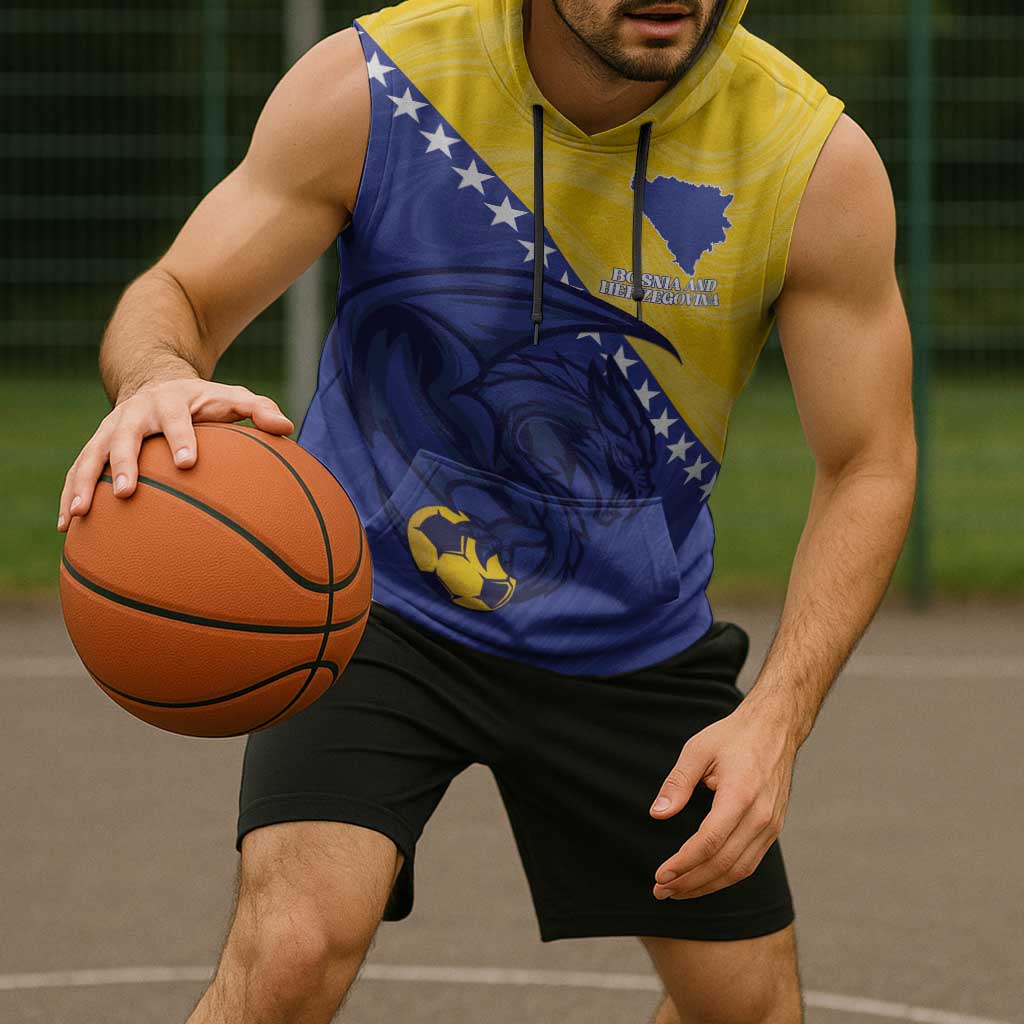 Custom Bosnia and Herzegovina Football 2026 Sleeveless Hoodie The Dragons Of Europe - Wonder Print Shop