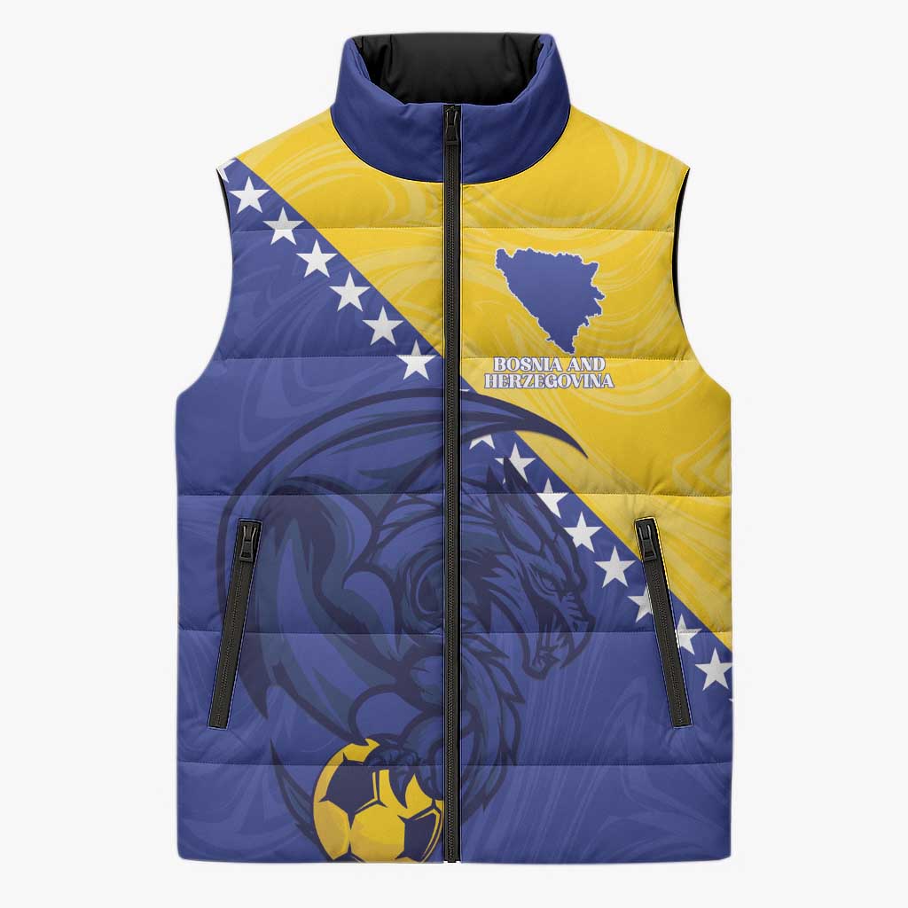 Custom Bosnia and Herzegovina Football 2026 Sleeveless Puffer Jacket The Dragons Of Europe - Wonder Print Shop