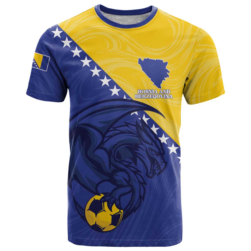 Custom Bosnia and Herzegovina Football 2026 T Shirt The Dragons Of Europe - Wonder Print Shop