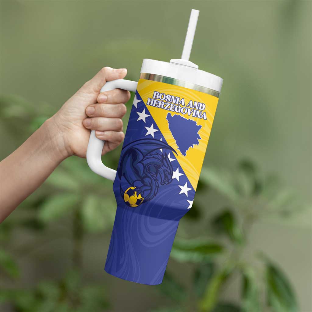 Custom Bosnia and Herzegovina Football 2026 Tumbler With Handle The Dragons Of Europe - Wonder Print Shop