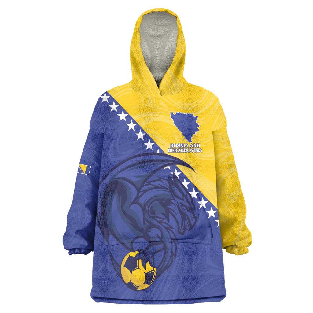 Custom Bosnia and Herzegovina Football 2026 Wearable Blanket Hoodie The Dragons Of Europe - Wonder Print Shop