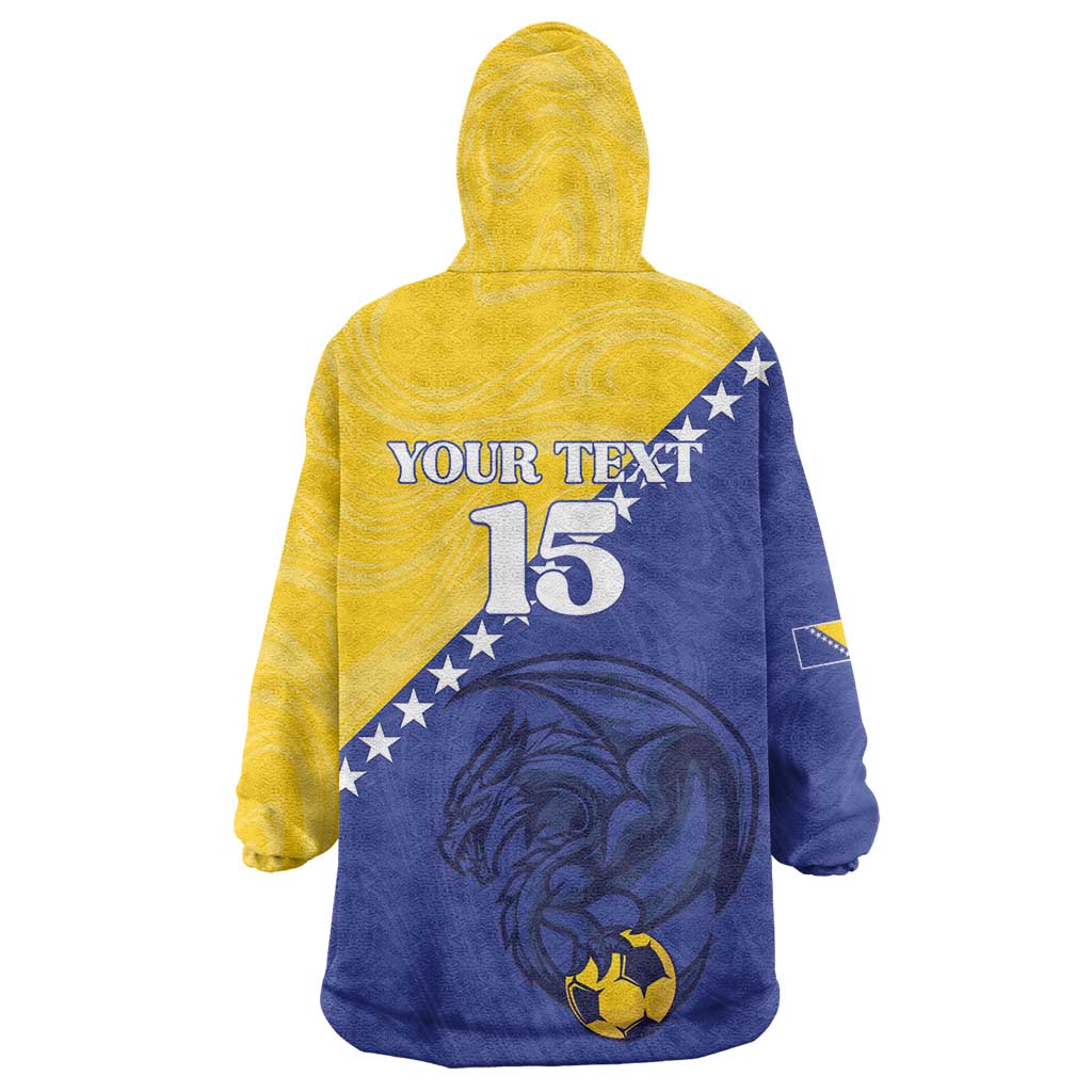 Custom Bosnia and Herzegovina Football 2026 Wearable Blanket Hoodie The Dragons Of Europe - Wonder Print Shop