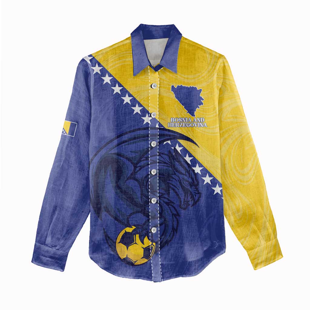 Custom Bosnia and Herzegovina Football 2026 Women Casual Shirt The Dragons Of Europe - Wonder Print Shop