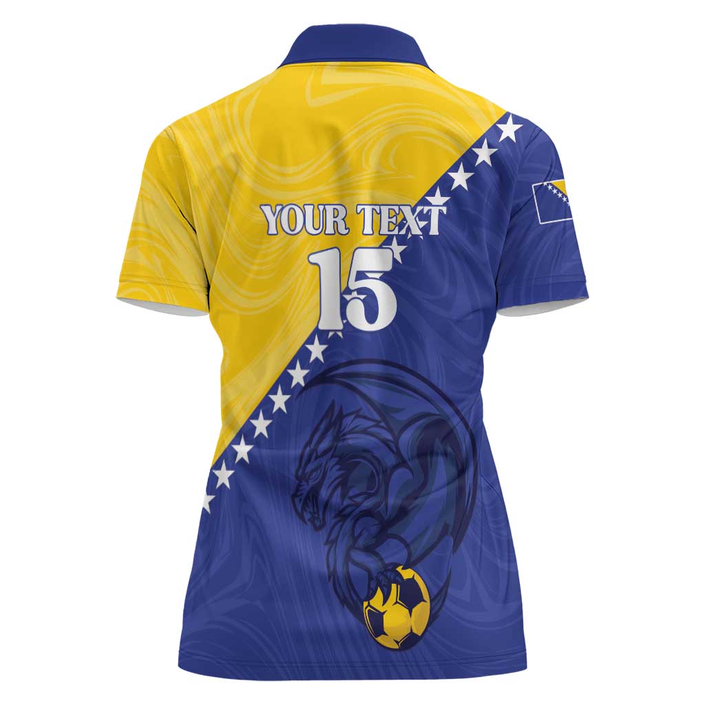 Custom Bosnia and Herzegovina Football 2026 Women Polo Shirt The Dragons Of Europe - Wonder Print Shop