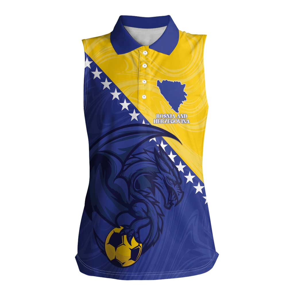 Custom Bosnia and Herzegovina Football 2026 Women Sleeveless Polo Shirt The Dragons Of Europe - Wonder Print Shop