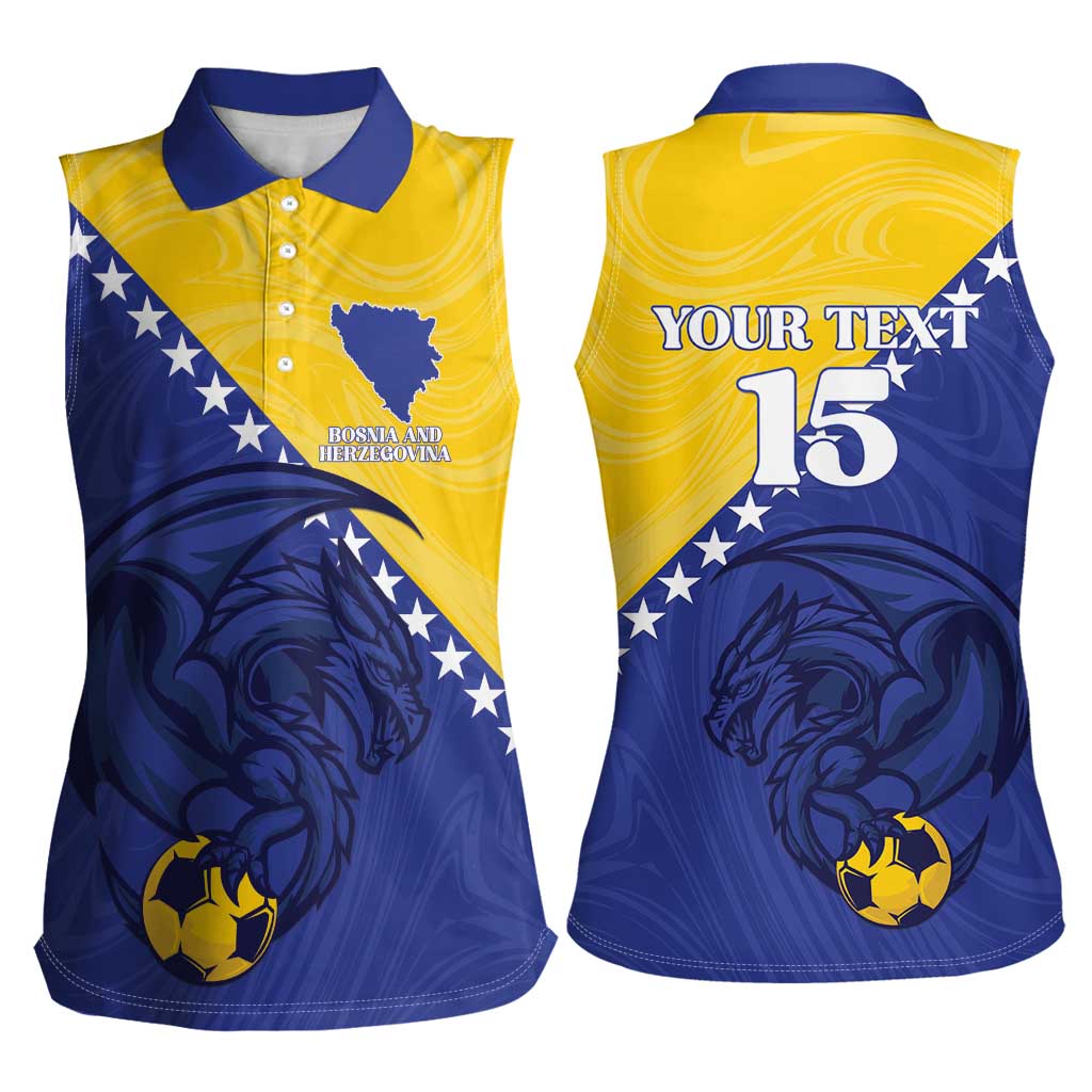 Custom Bosnia and Herzegovina Football 2026 Women Sleeveless Polo Shirt The Dragons Of Europe - Wonder Print Shop