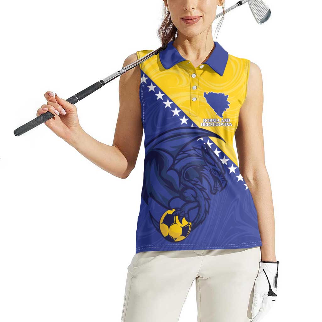 Custom Bosnia and Herzegovina Football 2026 Women Sleeveless Polo Shirt The Dragons Of Europe - Wonder Print Shop