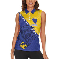 Custom Bosnia and Herzegovina Football 2026 Women Sleeveless Polo Shirt The Dragons Of Europe - Wonder Print Shop