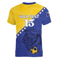 Custom Bosnia and Herzegovina Football 2026 Women V-Neck T-Shirt The Dragons Of Europe - Wonder Print Shop