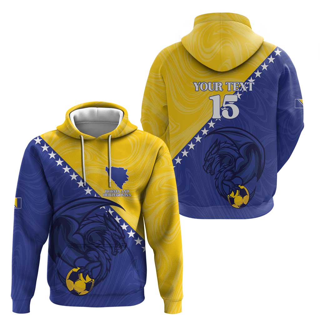 Custom Bosnia and Herzegovina Football 2026 Zip Hoodie The Dragons Of Europe - Wonder Print Shop