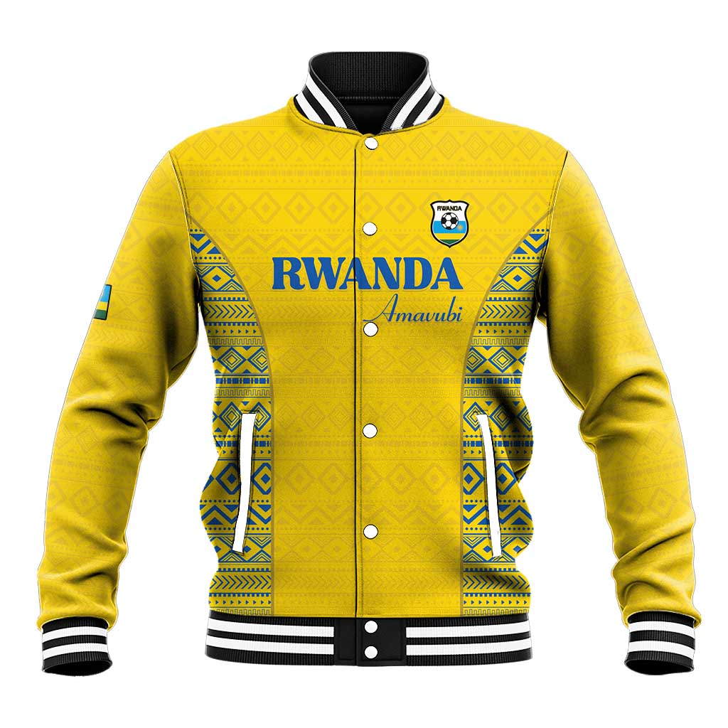 Rwanda Football Custom Baseball Jacket Stand With Amavubi - Yellow - Wonder Print Shop