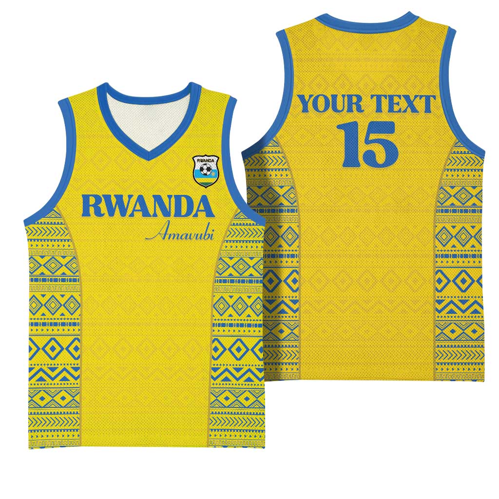 Rwanda Football Custom Basketball Jersey Stand With Amavubi - Yellow - Wonder Print Shop