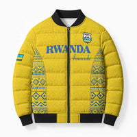 Rwanda Football Custom Bomber Puffer Jacket Stand With Amavubi - Yellow - Wonder Print Shop