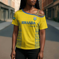 Rwanda Football Custom Cross Shoulder Shirt Stand With Amavubi - Yellow - Wonder Print Shop