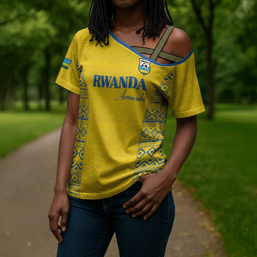 Rwanda Football Custom Cross Shoulder Shirt Stand With Amavubi - Yellow - Wonder Print Shop
