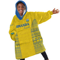 Rwanda Football Custom Kid Wearable Blanket Hoodie Stand With Amavubi - Yellow - Wonder Print Shop