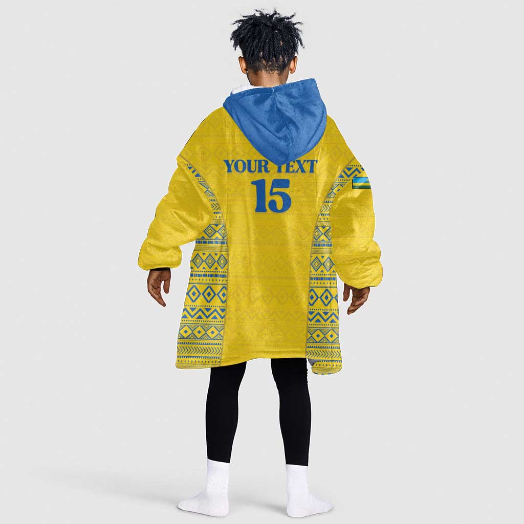 Rwanda Football Custom Kid Wearable Blanket Hoodie Stand With Amavubi - Yellow - Wonder Print Shop