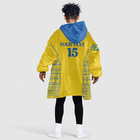 Rwanda Football Custom Kid Wearable Blanket Hoodie Stand With Amavubi - Yellow - Wonder Print Shop