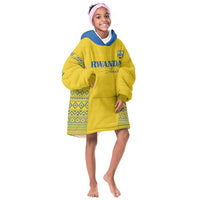 Rwanda Football Custom Kid Wearable Blanket Hoodie Stand With Amavubi - Yellow - Wonder Print Shop