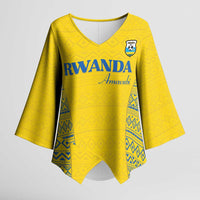 Rwanda Football Custom Kimono Sleeve Blouse Stand With Amavubi - Yellow - Wonder Print Shop