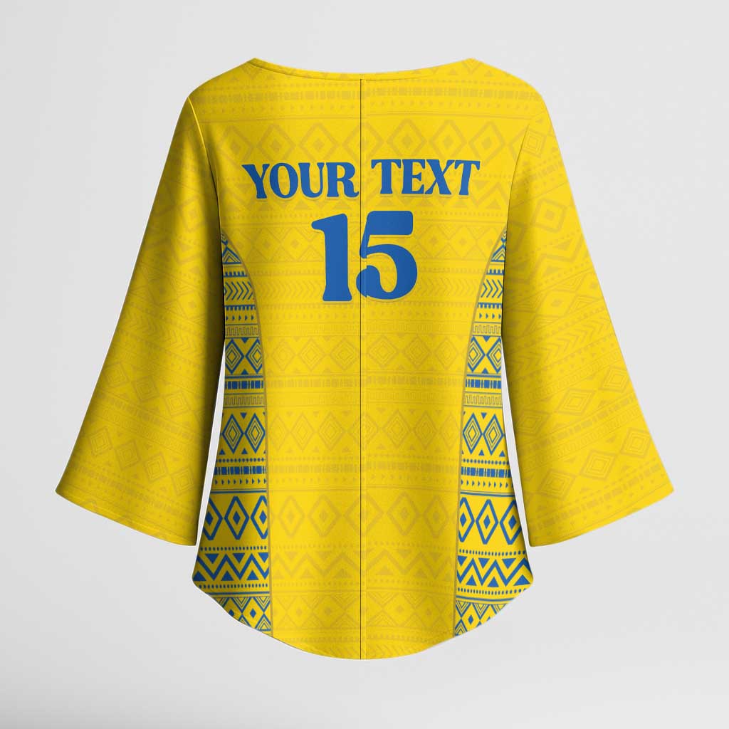 Rwanda Football Custom Kimono Sleeve Blouse Stand With Amavubi - Yellow - Wonder Print Shop