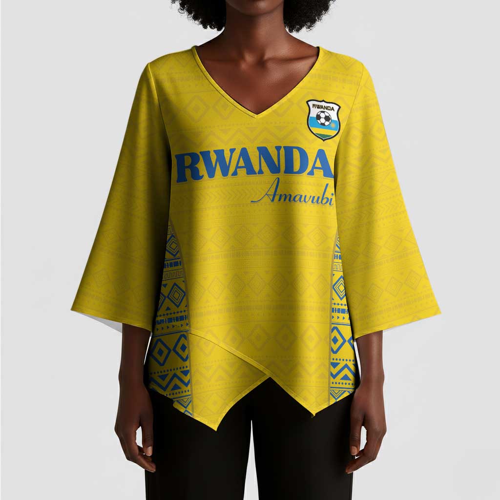 Rwanda Football Custom Kimono Sleeve Blouse Stand With Amavubi - Yellow - Wonder Print Shop