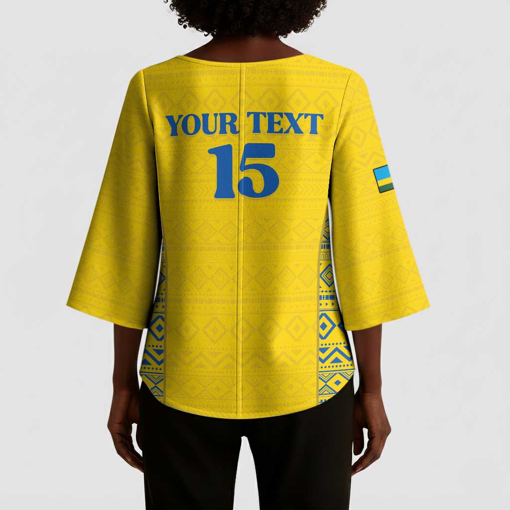 Rwanda Football Custom Kimono Sleeve Blouse Stand With Amavubi - Yellow - Wonder Print Shop