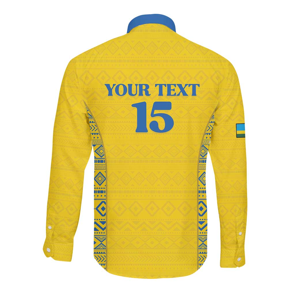 Rwanda Football Custom Long Sleeve Button Shirt Stand With Amavubi - Yellow - Wonder Print Shop