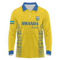 Rwanda Football Custom Long Sleeve Polo Shirt Stand With Amavubi - Yellow - Wonder Print Shop