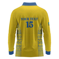 Rwanda Football Custom Long Sleeve Polo Shirt Stand With Amavubi - Yellow - Wonder Print Shop