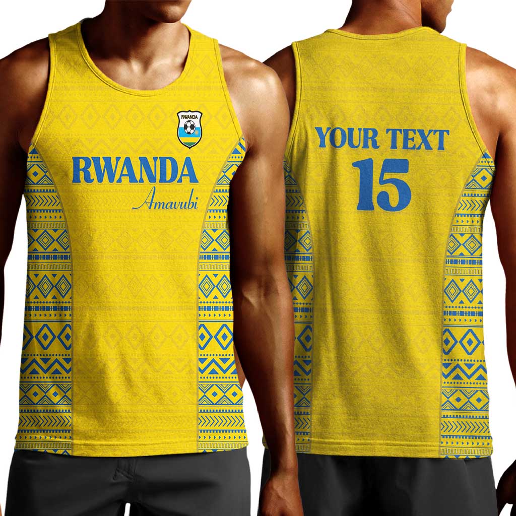Rwanda Football Custom Men Tank Top Stand With Amavubi - Yellow - Wonder Print Shop